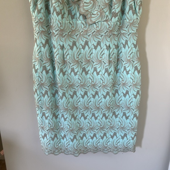 Alex Marie Turquoise Elegant Blue Lace Shift Dress - 16 - Picture 3 of 8